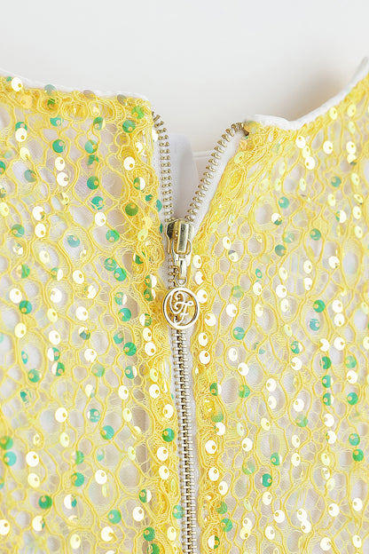 Girls Yellow A-Line Cap Sleeve Solid Dress By One Friday