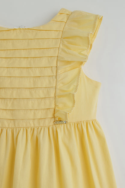 One Friday Girls Yellow Solid Dress