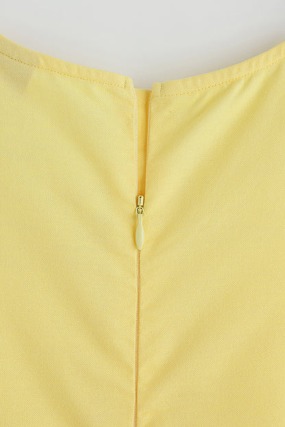 Girls Yellow A-Line Solid Dress By Sleeveless - One Friday