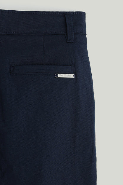 Boys Navy Blue Regular Fit Striped Trouser by One Friday