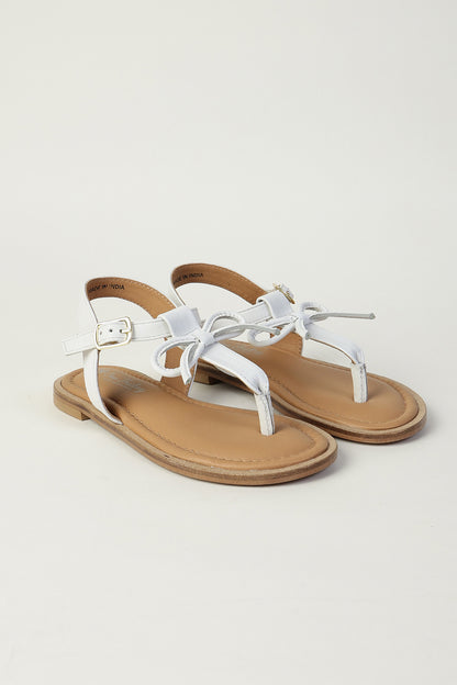 Girls White Solid Sandal