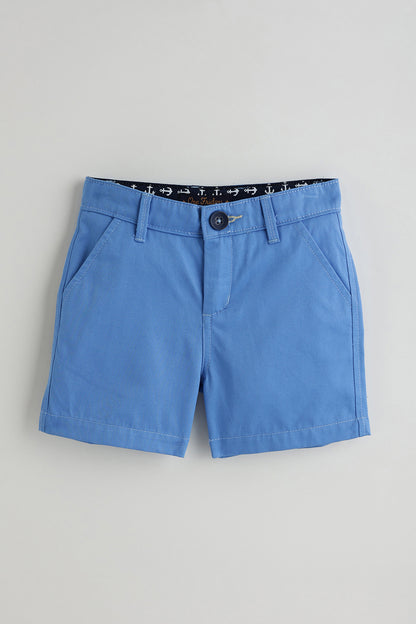 Kids Boys Blue Regular Solid Shorts by One Friday
