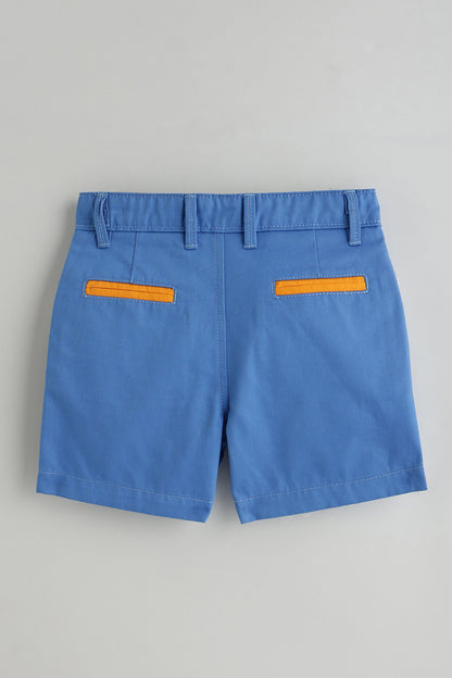 Kids Boys Blue Regular Solid Shorts by One Friday