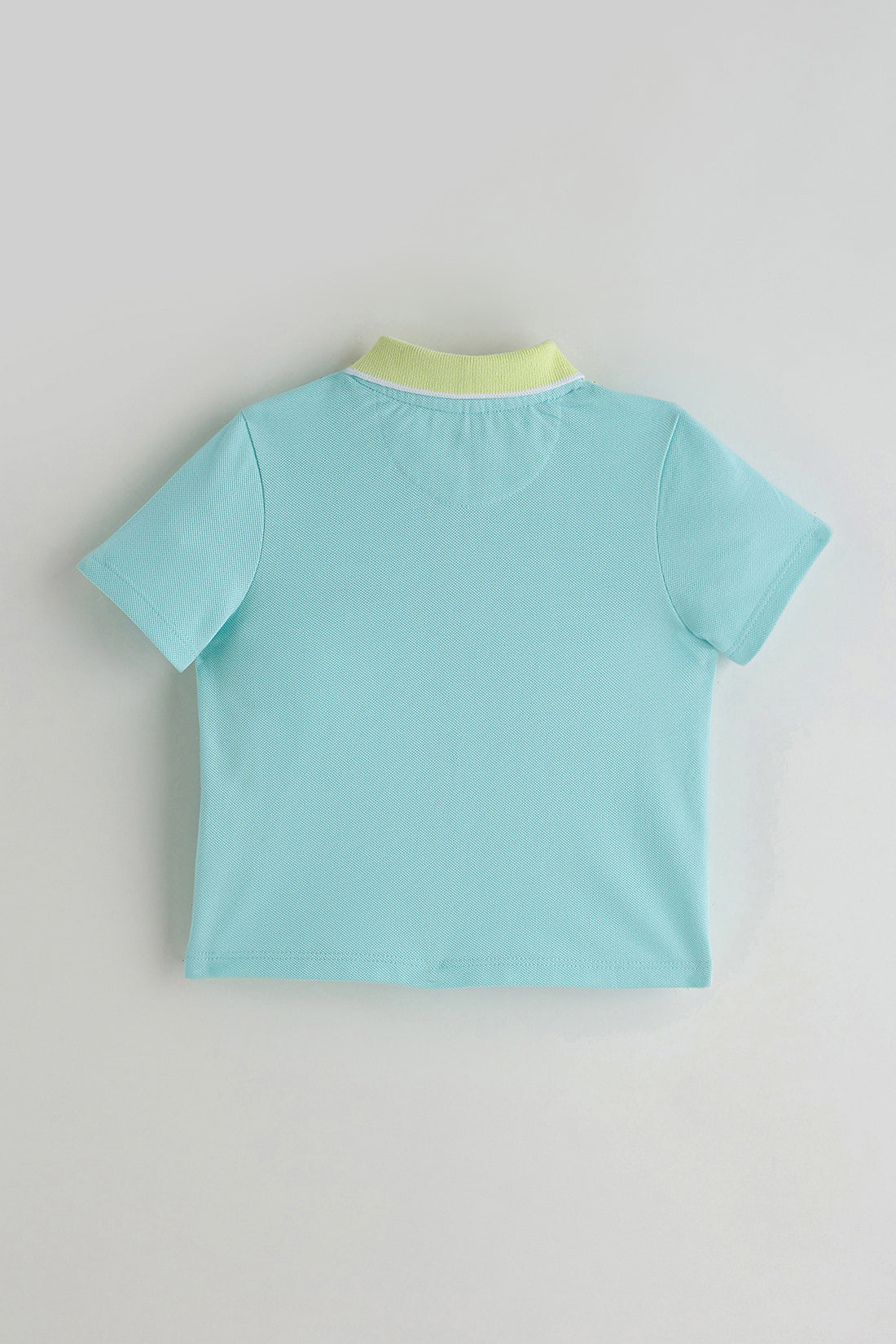 Kids Boys Aqua Color Half Sleeve Solid T-Shirt by One Friday
