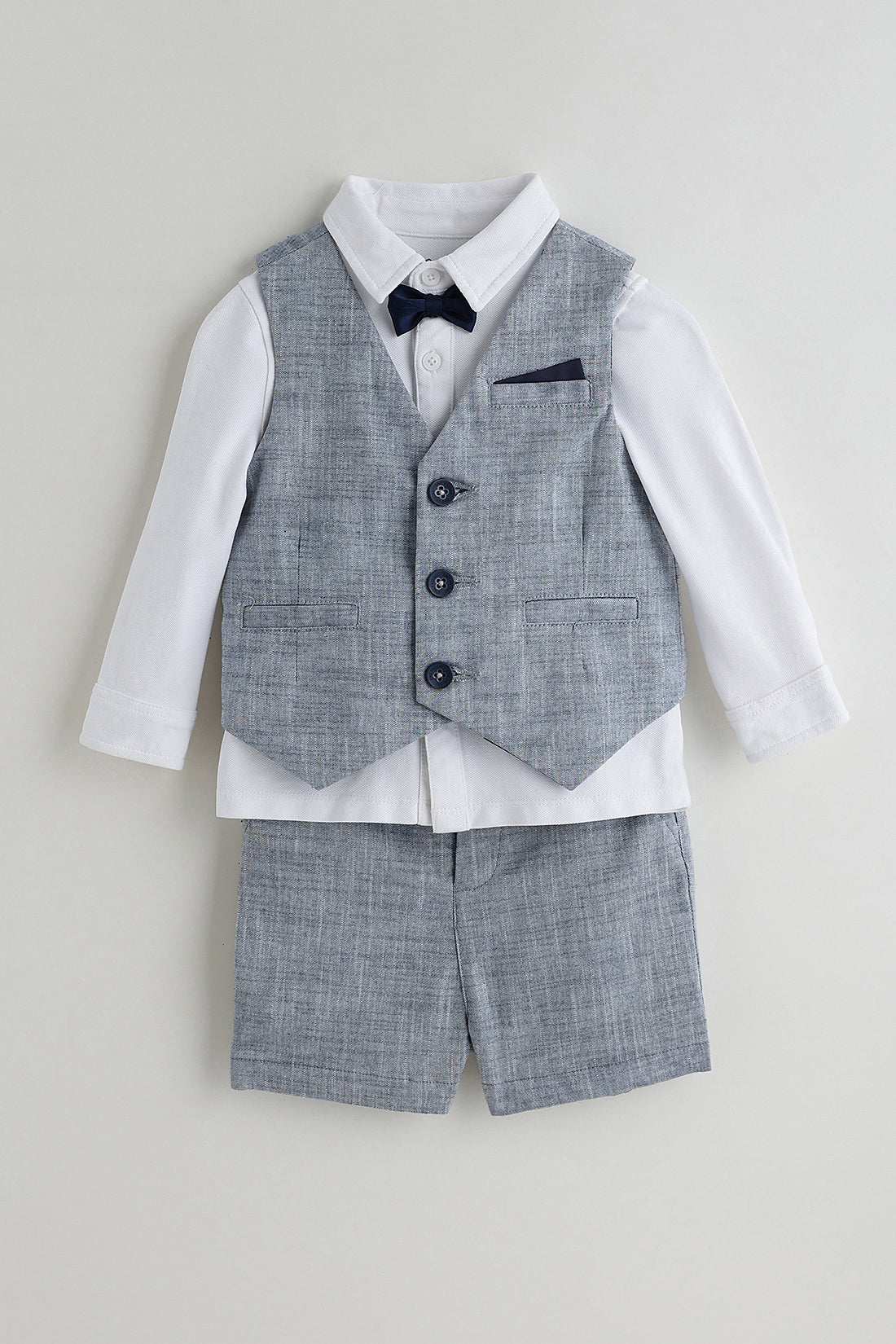Kids Boys Blue Regular Long Sleeve Solid Three-Piece Set by One Friday