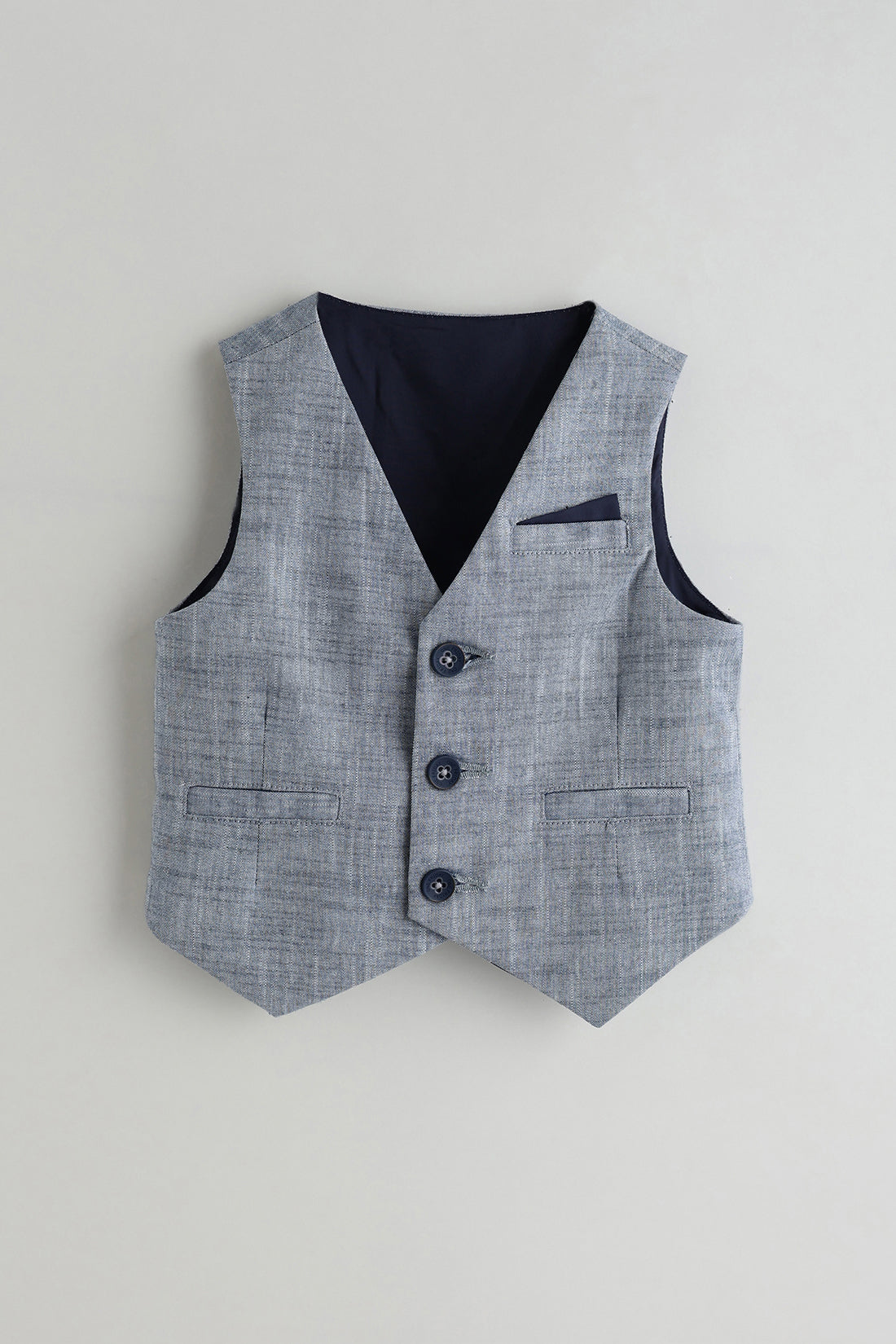 Kids Boys Blue Regular Long Sleeve Solid Three-Piece Set by One Friday