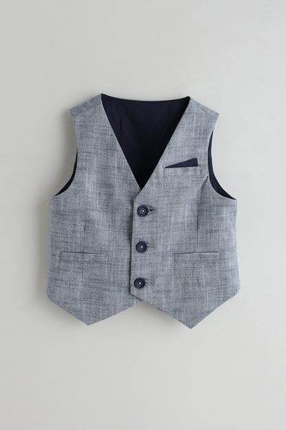 Kids Boys Blue Regular Long Sleeve Solid Three-Piece Set by One Friday