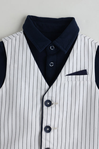 Kids Boys Blue Full Sleeve Printed Clothing Set By One Friday