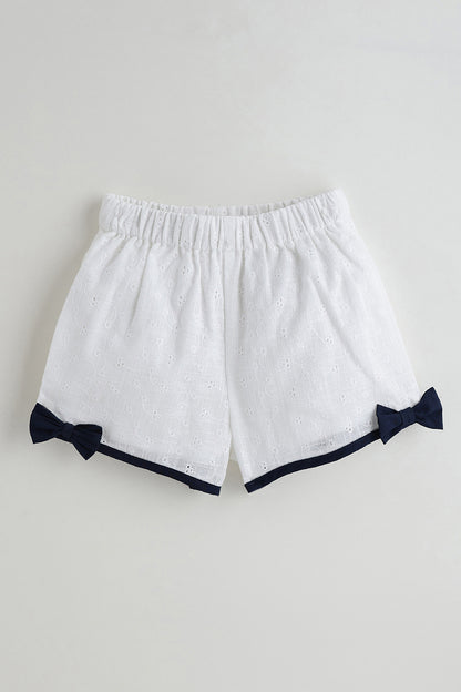 Kids Girls Off White Regular Fit Sleeveless Solid Dress with Shorts by One Friday