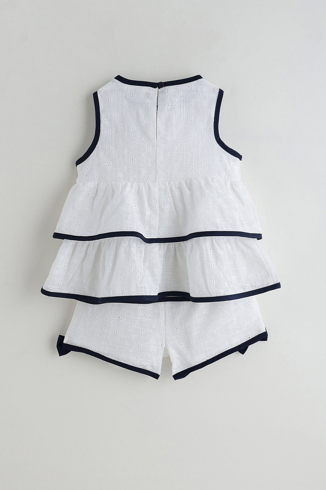 Kids Girls Off White Regular Fit Sleeveless Solid Dress with Shorts by One Friday