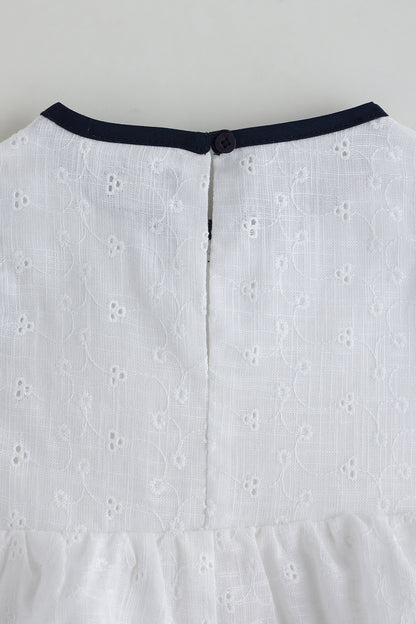 Kids Girls Off White Regular Fit Sleeveless Solid Dress with Shorts by One Friday