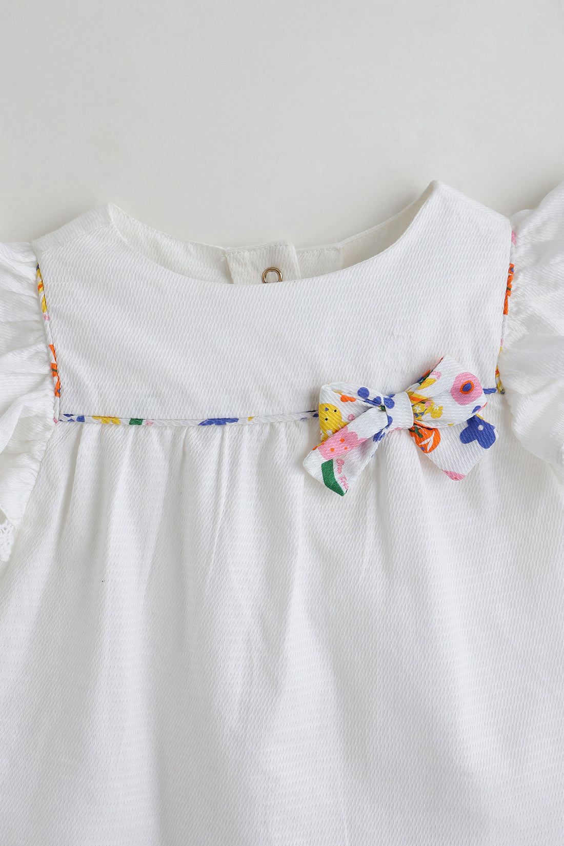Kids Girls White Top with Printed Skirt