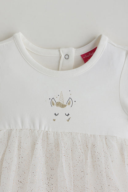 Kids Girls White Fit and Flare Short Sleeve Solid Dress by One Friday