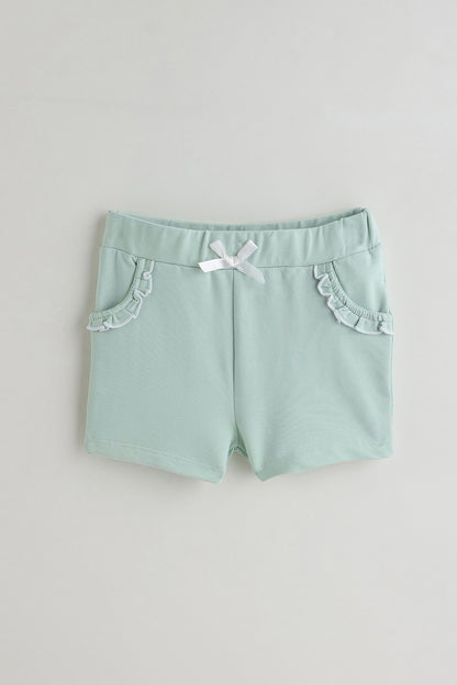 Kids Girls White Regular Fit Frill Sleeve Printed Top with Shorts by One Friday