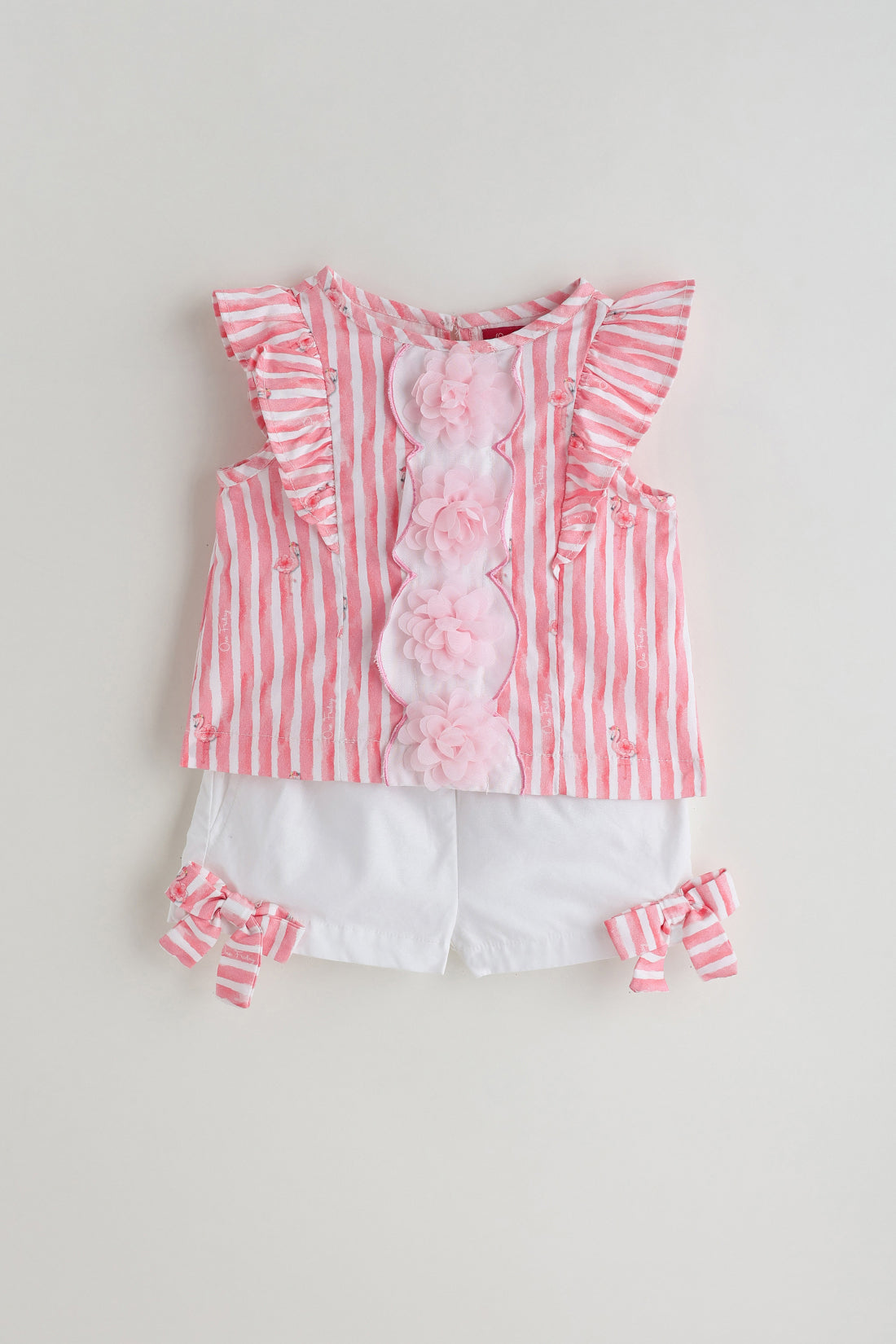 Kids Girls Pink Regular Fit Sleeveless Solid Top with Shorts by One Friday