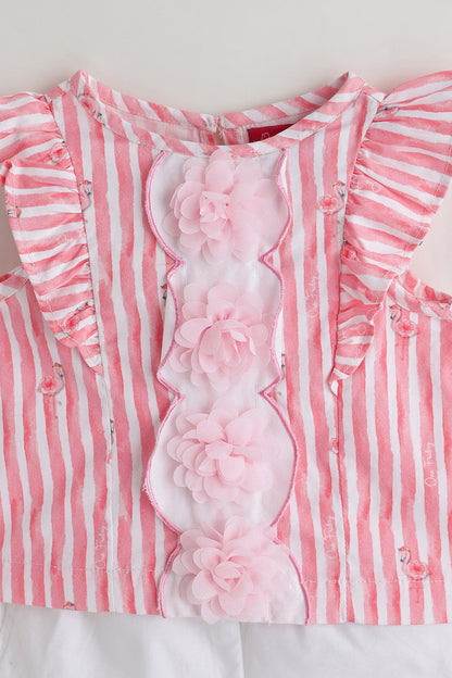 Kids Girls Pink Regular Fit Sleeveless Solid Top with Shorts by One Friday