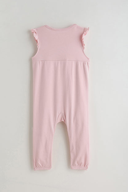 Kids Girls Pink Regular Fit Full Sleeve Solid Bodysuit by One Friday