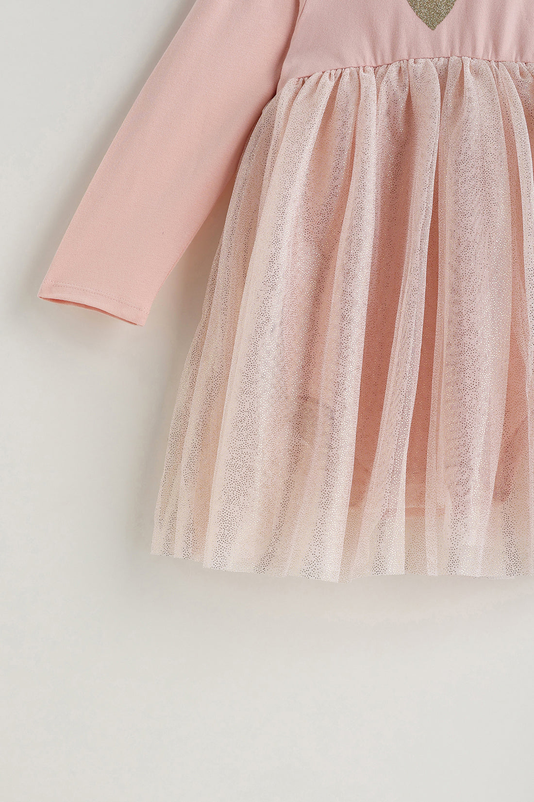 Kids Girls Peach Regular Fit Full Sleeve Solid Dress by One Friday