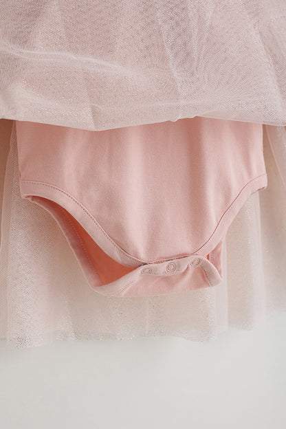 Kids Girls Peach Regular Fit Full Sleeve Solid Dress by One Friday