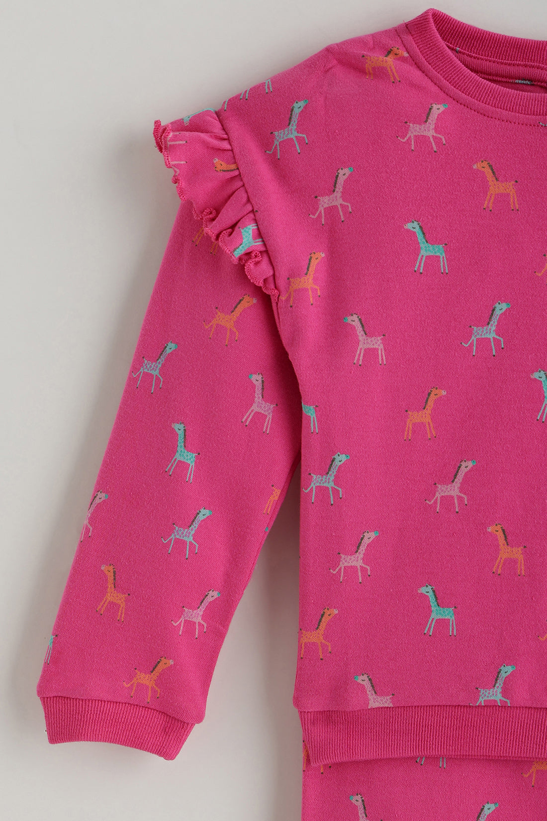 Kids Girls Pink Printed Sweatshirt with Pants