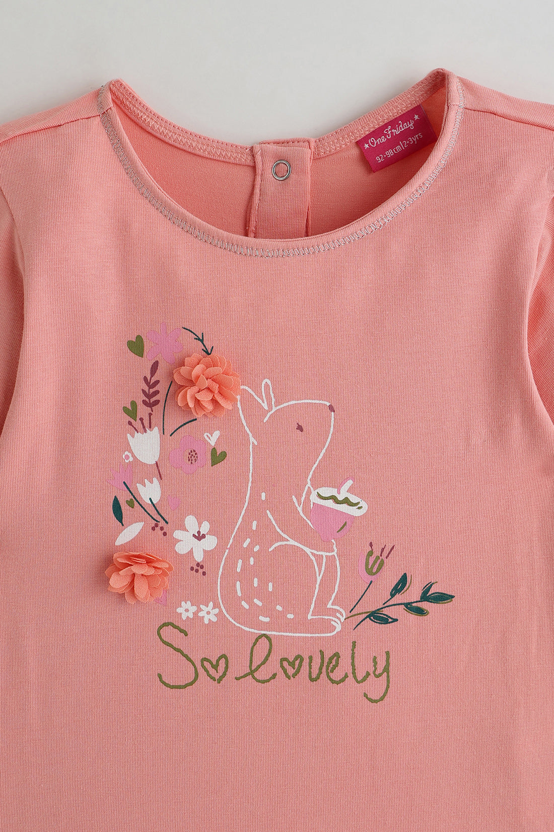 Kids Girls Pink Regular Fit Full Sleeve Solid Top with Leggings by One Friday