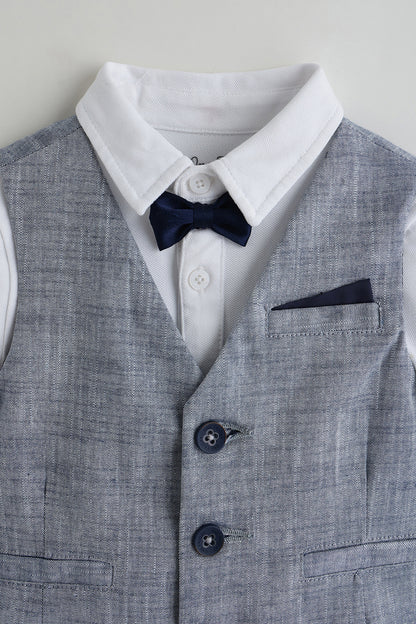 Kids Boys Blue Regular Long Sleeve Solid Three-Piece Set by One Friday