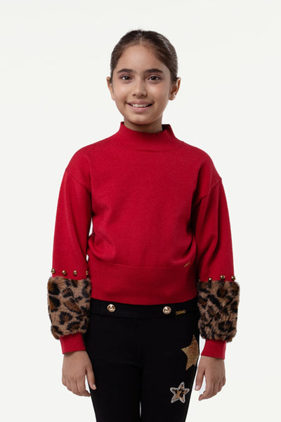 Girl Red Pullover Sweater