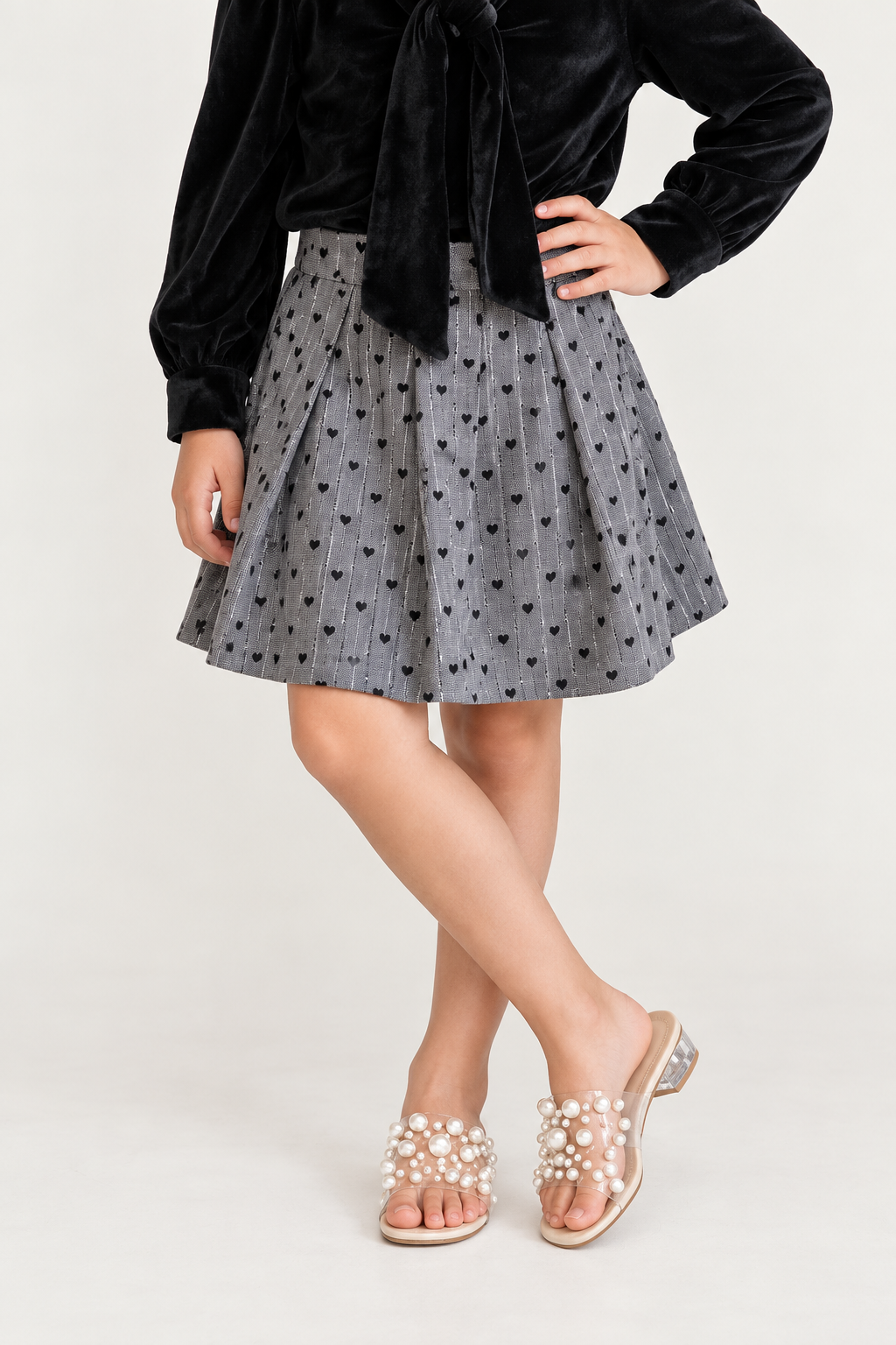 Girls Multicolour Herringbone Regular Fit Skirt