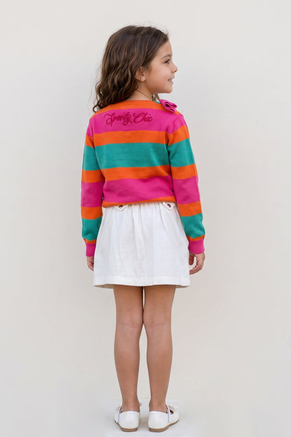 Girls Off White Cotton Drill Regular Fit Skirt