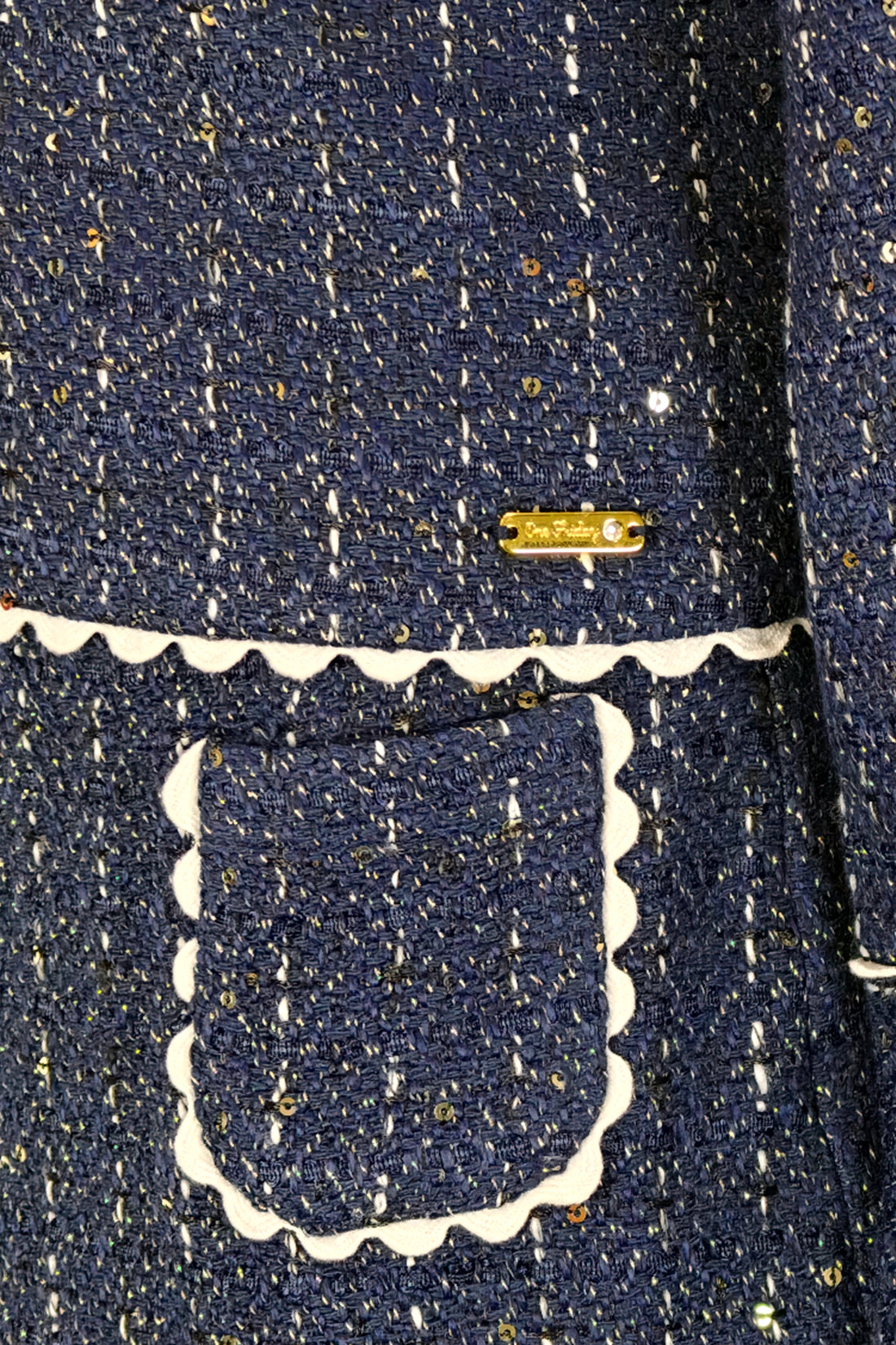 Girls Navy Blue Boucle Lined Skirt