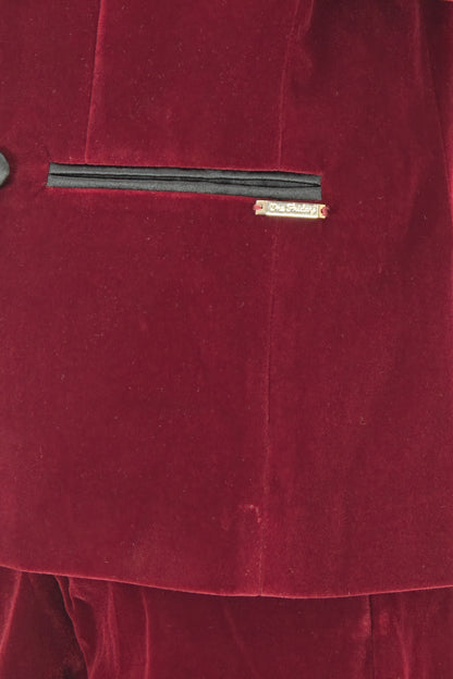 Boys Burgundy Velvet Regular Fit Suit