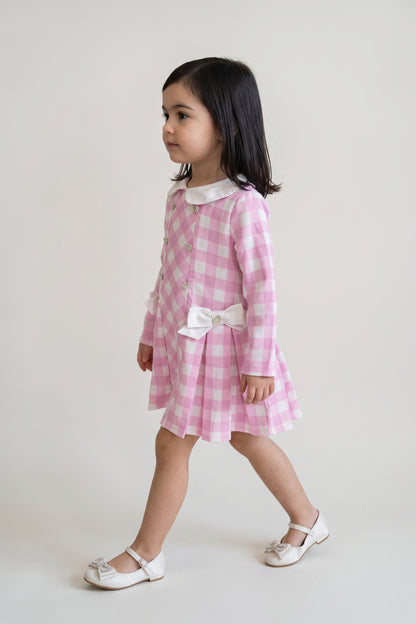 Baby Girls Pink Checked Cotton Summer Dress