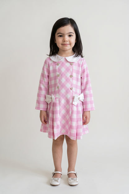 Baby Girls Pink Checked Cotton Summer Dress