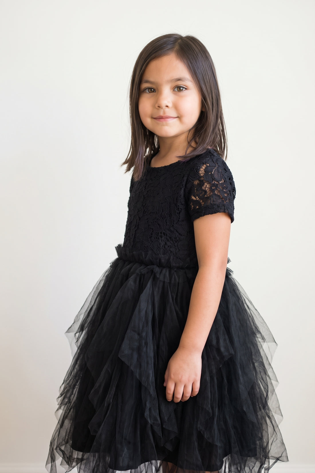 Girls Black Lace Cotton Party Dress