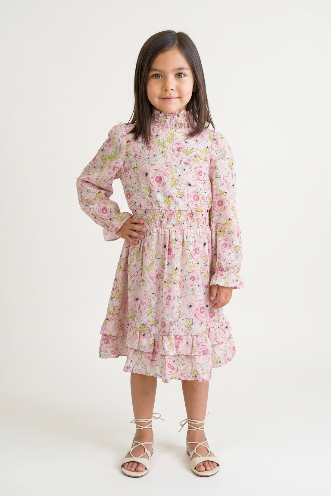 Multi Printed Moss V-Neck Dress