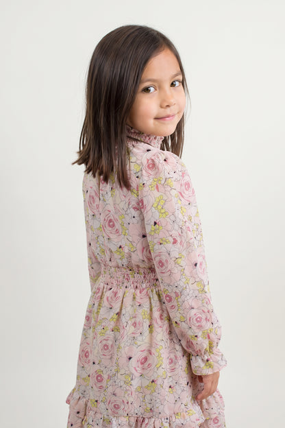 Multi Printed Moss V-Neck Dress