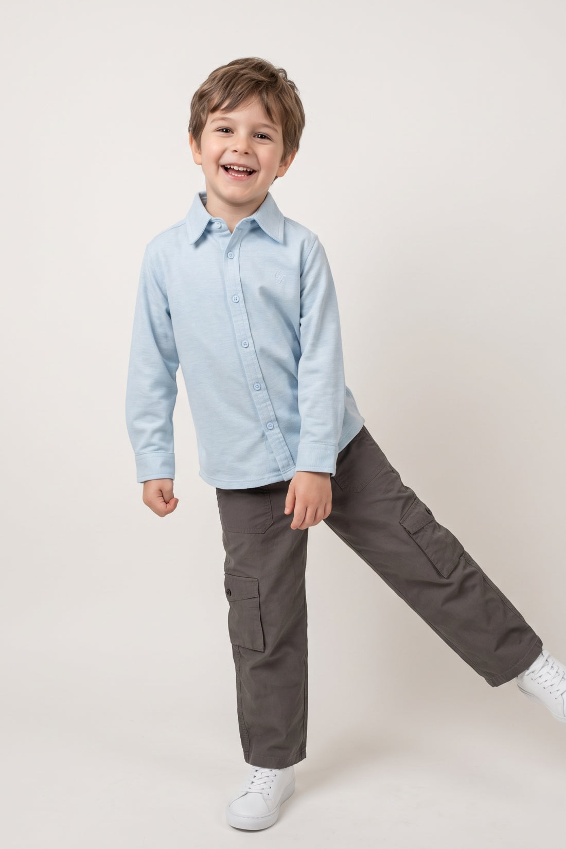 Boys Blue Cotton Blend Regular Fit Shirt