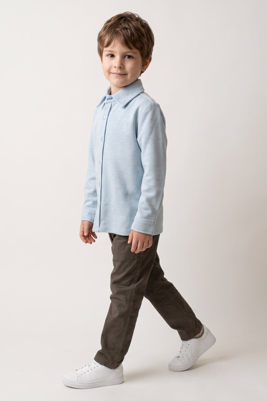 Boys Blue Cotton Blend Regular Fit Shirt