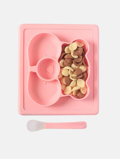 Pink Teddy Silicon Plate Set - One Friday World