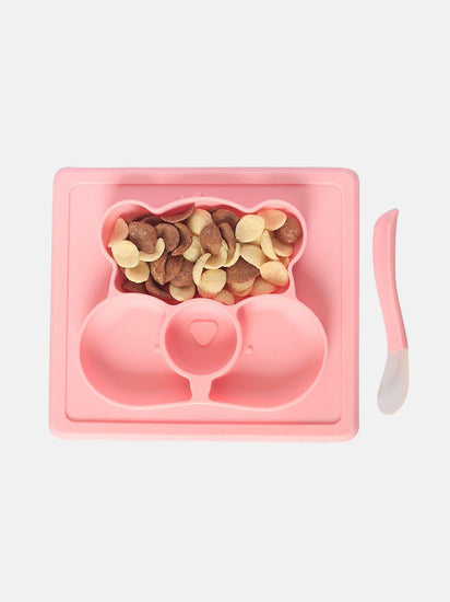 Pink Teddy Silicon Plate Set - One Friday World