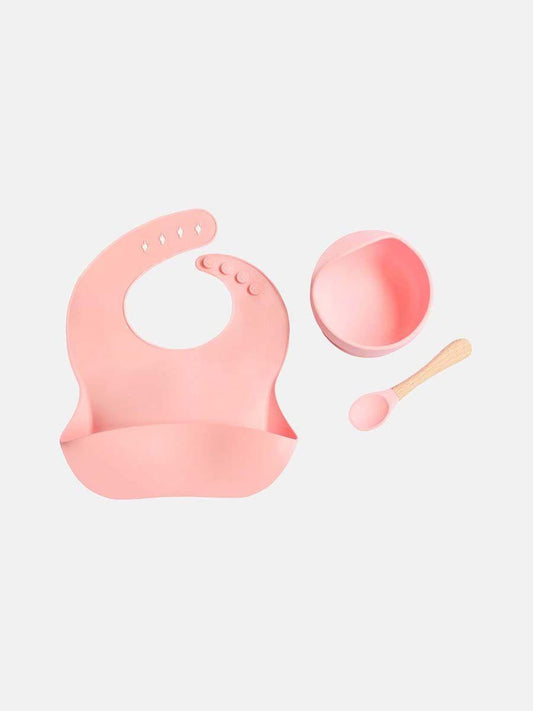 Pink Bib, Bowl and Spoon Set