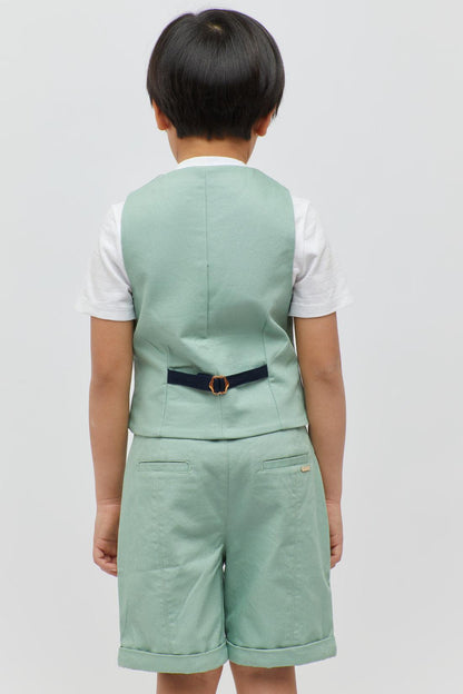 One Friday Kids Boys Green Cotton Waistcoat - One Friday World