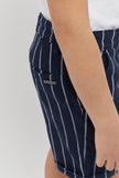 One Friday Navy Blue Striped Shorts