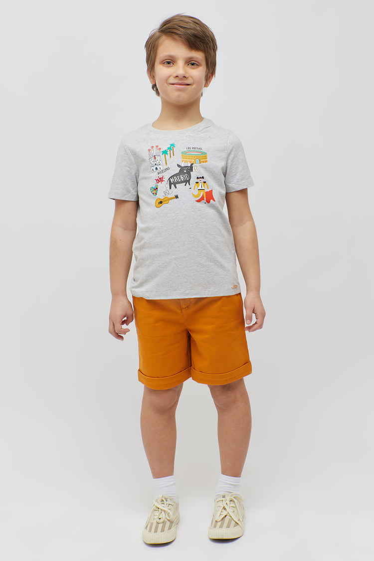 Baby Boys Grey Texture Printed T-Shirt