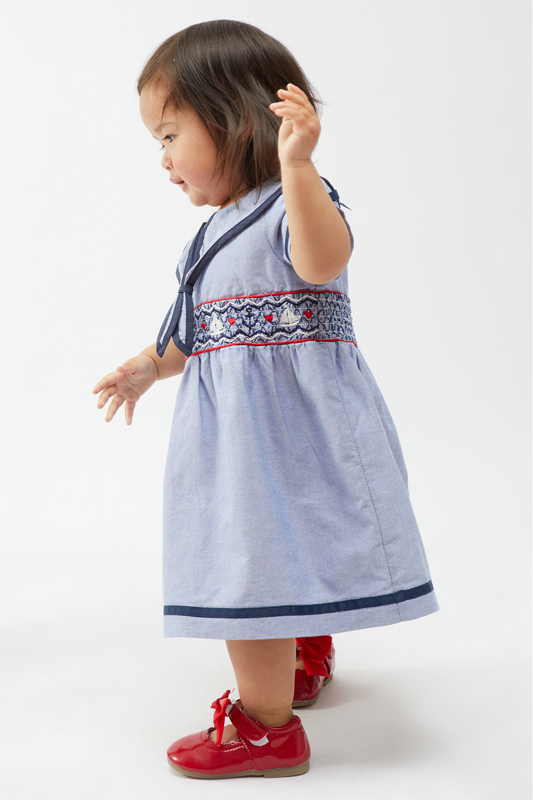 One Friday Blue Dress With Embroidered Waistline