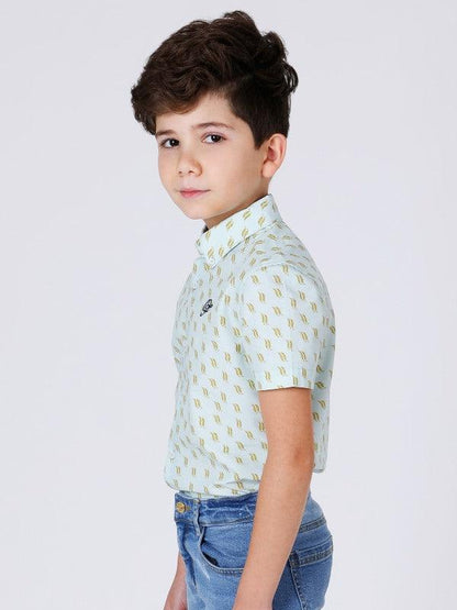 One Friday Mint Printed Shirt - One Friday World