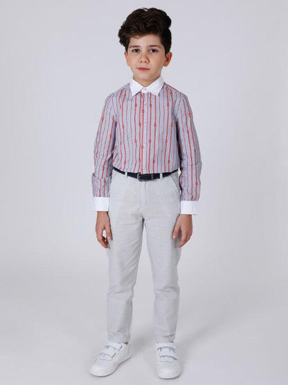 One Friday Blue Knot Printed and White Collar Shirt - One Friday World