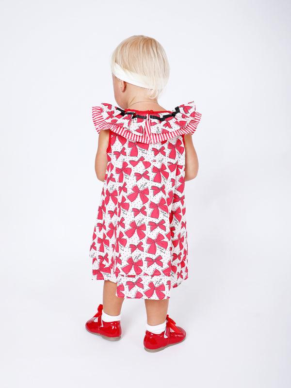 Red Bow Printed Dress - One Friday World