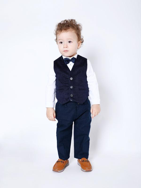 Navy Blue Solid T-Shirt with Waistcoat - One Friday World