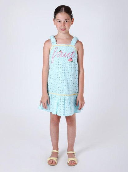 One Friday Blue Schiffli Dress - One Friday World